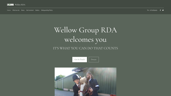 Screenshot of the Wellow Group Riding For The Disabled website