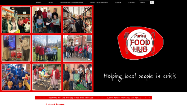 Screenshot of the Purley & Kenley Churches Together Food Hub website