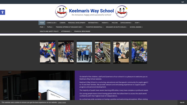 Screenshot of the Keelman's Way School PTA website