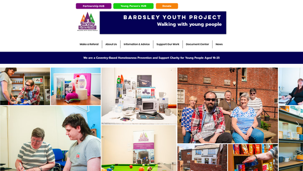 Screenshot of the Bardsley Youth Project website