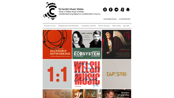 Screenshot of the Ty Cerdd - Music Centre Wales website