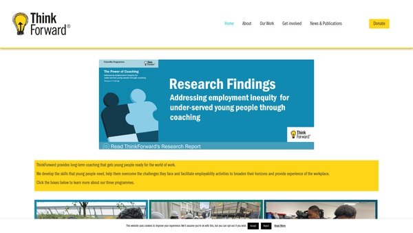 Screenshot of the Thinkforward (UK) website