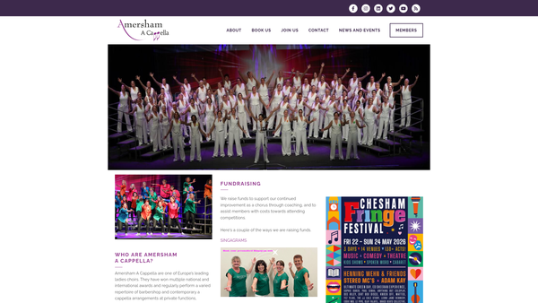 Screenshot of the Amersham A Cappella website