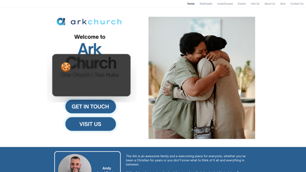 Screenshot of the The Ark Church (Huddersfield) website