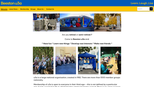 Screenshot of the Beeston U3A website