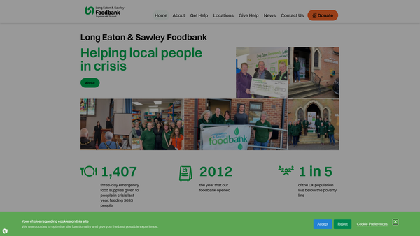 Screenshot of the Long Eaton And Sawley Foodbank website