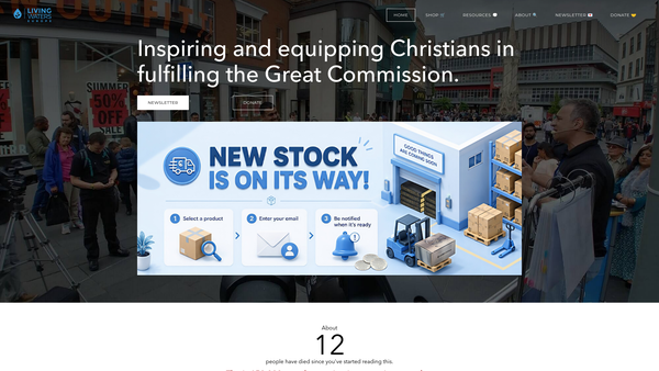 Screenshot of the Living Waters Europe website