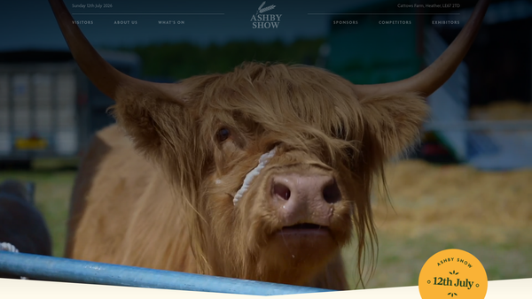Screenshot of the Ashby De La Zouch And District Agricultural Society Ltd website