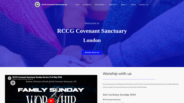 Screenshot of the The Redeemed Christian Church Of God, Covenant Sanctuary website