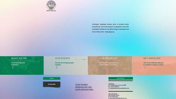 Screenshot of the Colchester Nepalese Society website