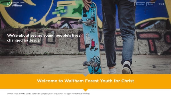 Screenshot of the Waltham Forest Youth For Christ website