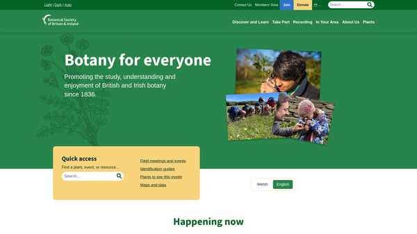 Screenshot of the Botanical Society Of Britain And Ireland website