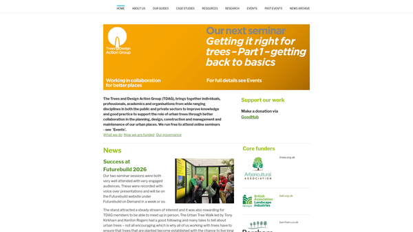 Screenshot of the Trees And Design Action Group Trust website