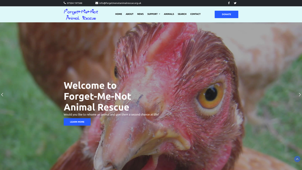 Screenshot of the Forget-Me-Not Environment, Wildlife and Animal Protection website
