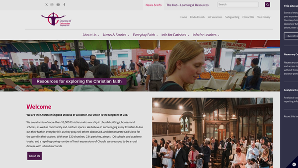 Screenshot of the Leicester Cathedral Charitable Trust website