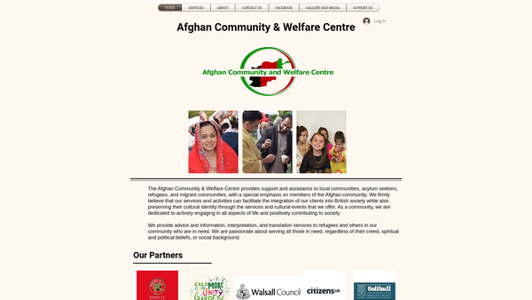Screenshot of the Afghan Community & Welfare Centre website