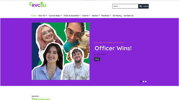 Screenshot of the The Royal Veterinary College Students' Union website