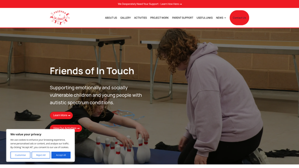 Screenshot of the Friends Of In Touch website