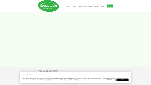 Screenshot of the The Coquetdale Music Trust website