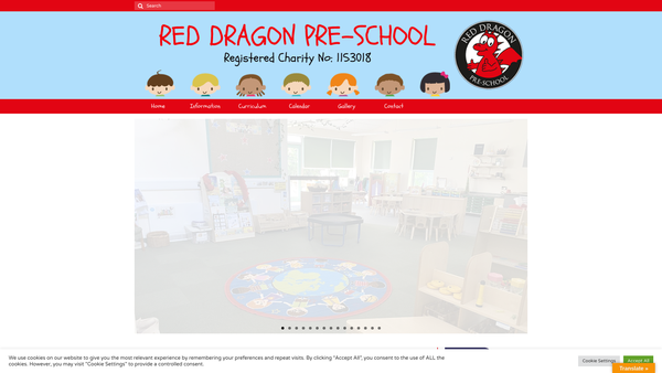 Screenshot of the Red Dragon Pre-School website