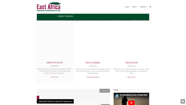 Screenshot of the East Africa Character Development Trust website