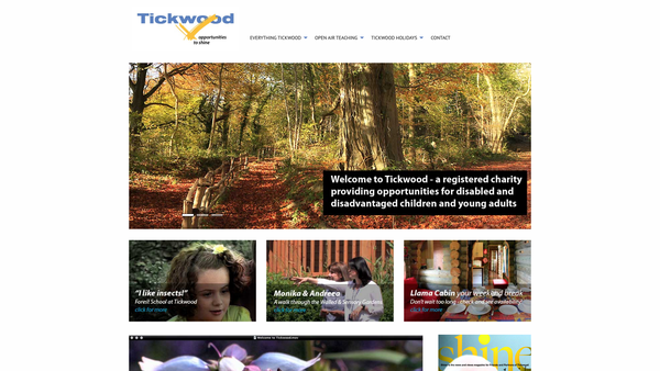 Screenshot of the Tickwood Care Farm website