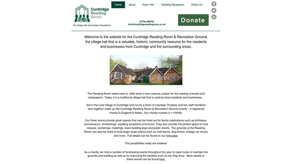 Screenshot of the Curdridge Reading Room And Recreation Ground website