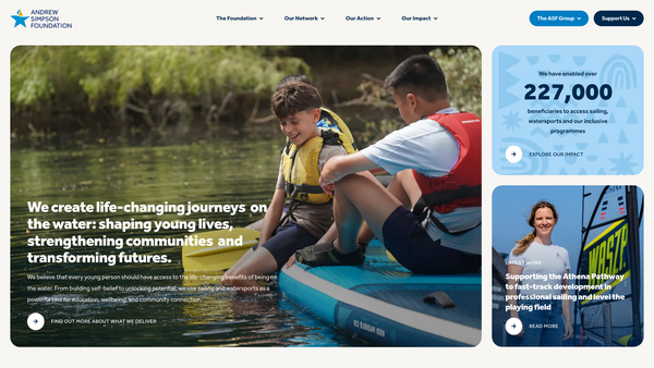 Screenshot of the Andrew Simpson Sailing Foundation website