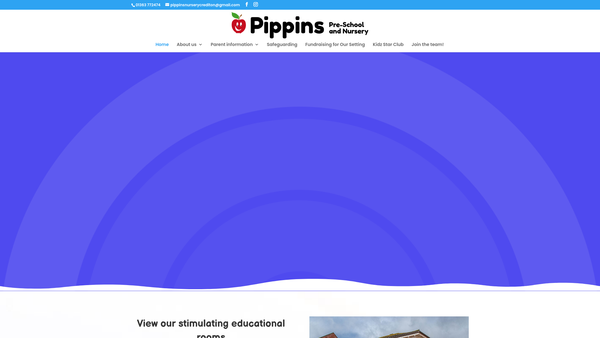 Screenshot of the Pippins Pre School Crediton website