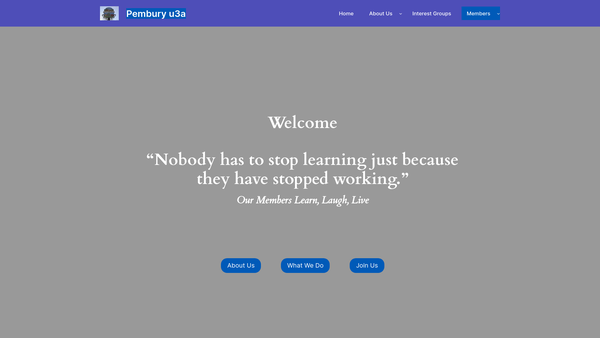 Screenshot of the Pembury U3A website