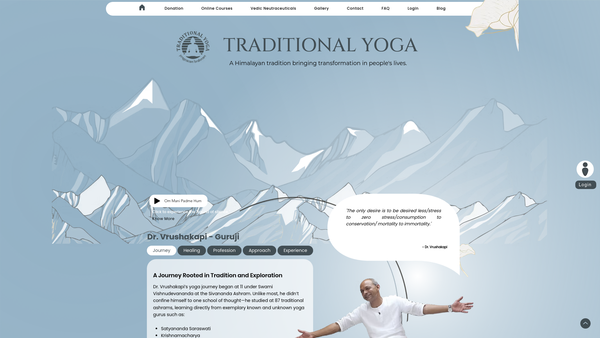 Screenshot of the The Yoga Healing Foundation website