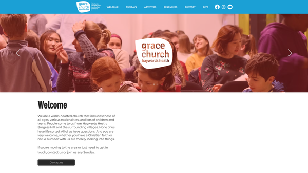 Screenshot of the Grace Church Haywards Heath website