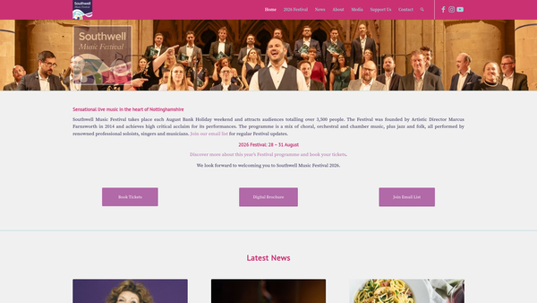 Screenshot of the Southwell Music Festival Limited website