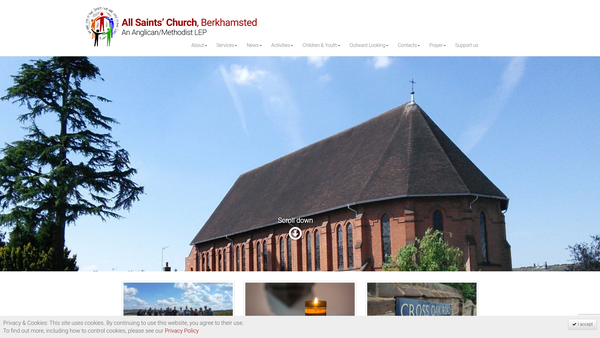Screenshot of the All Saints' Church, Berkhamsted website