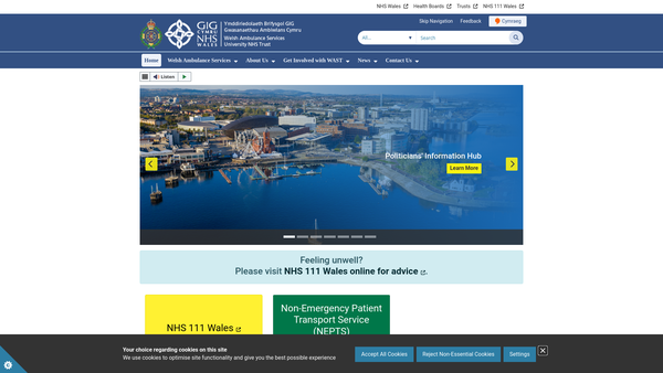 Screenshot of the Powys Community First Responders website