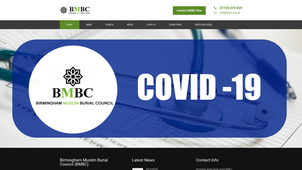 Screenshot of the Birmingham Muslim Burial Council website