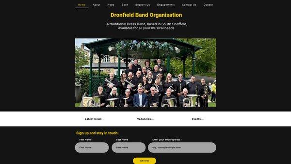 Screenshot of the Dronfield Band website