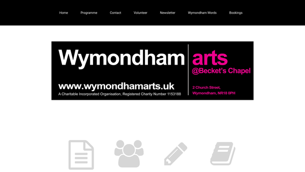 Screenshot of the Wymondham Arts Forum website