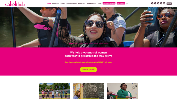 Screenshot of the Saheli Hub website