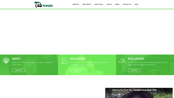 Screenshot of the Friends Of Tacugama Limited website