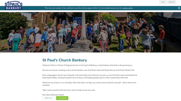 Screenshot of the The Parochial Church Council Of The Ecclesiastical Parish Of St Paul's, Banbury website