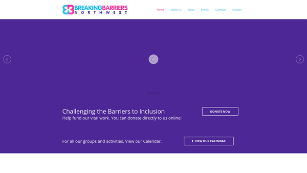 Screenshot of the Breaking Barriers Nw website