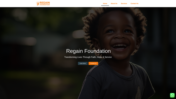 Screenshot of the Regain Foundation website