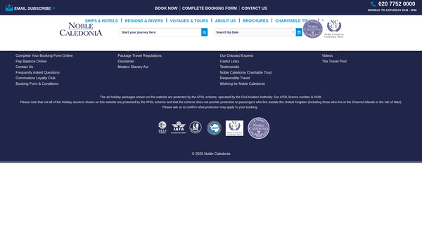 Screenshot of the Noble Caledonia Charitable Trust website