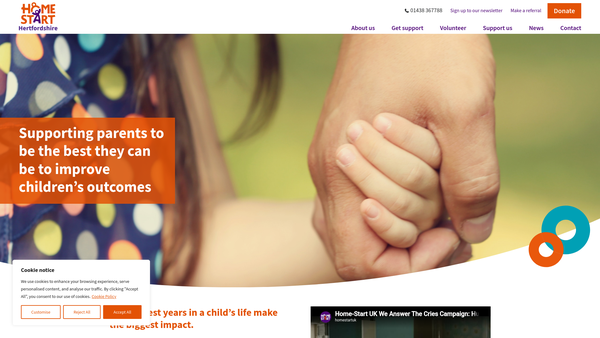 Screenshot of the Home-Start Hertfordshire website