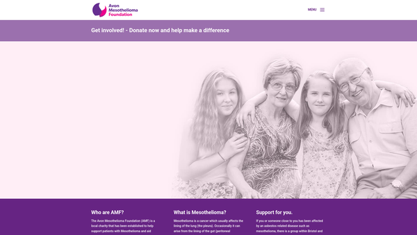 Screenshot of the Avon Mesothelioma Foundation website