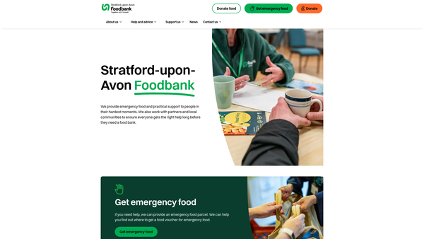 Screenshot of the Stratford Upon Avon Foodbank website