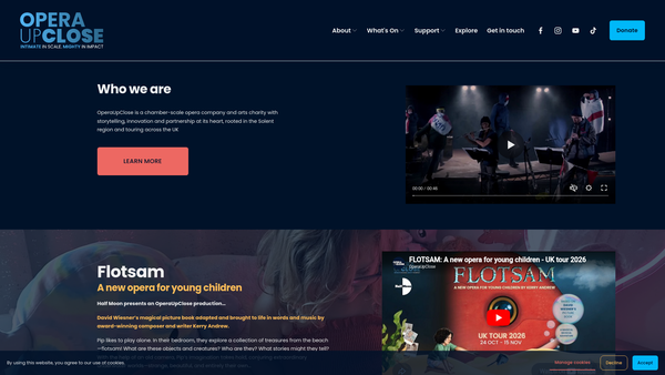 Screenshot of the Operaupclose Ltd website