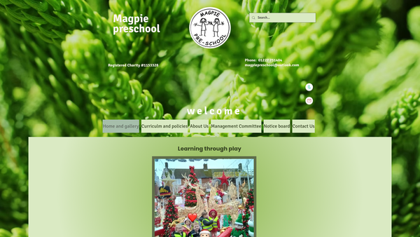 Screenshot of the Magpie Preschool website