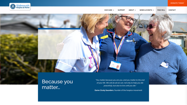 Screenshot of the Sidmouth Hospice at Home website